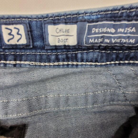 Miss Me Jeans Women's 33 Blue Chloe Boot Cut Damage on right hip see pics - Picture 6 of 16